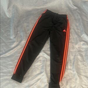 Adidas Kids Black Track Pants with Red Stripes